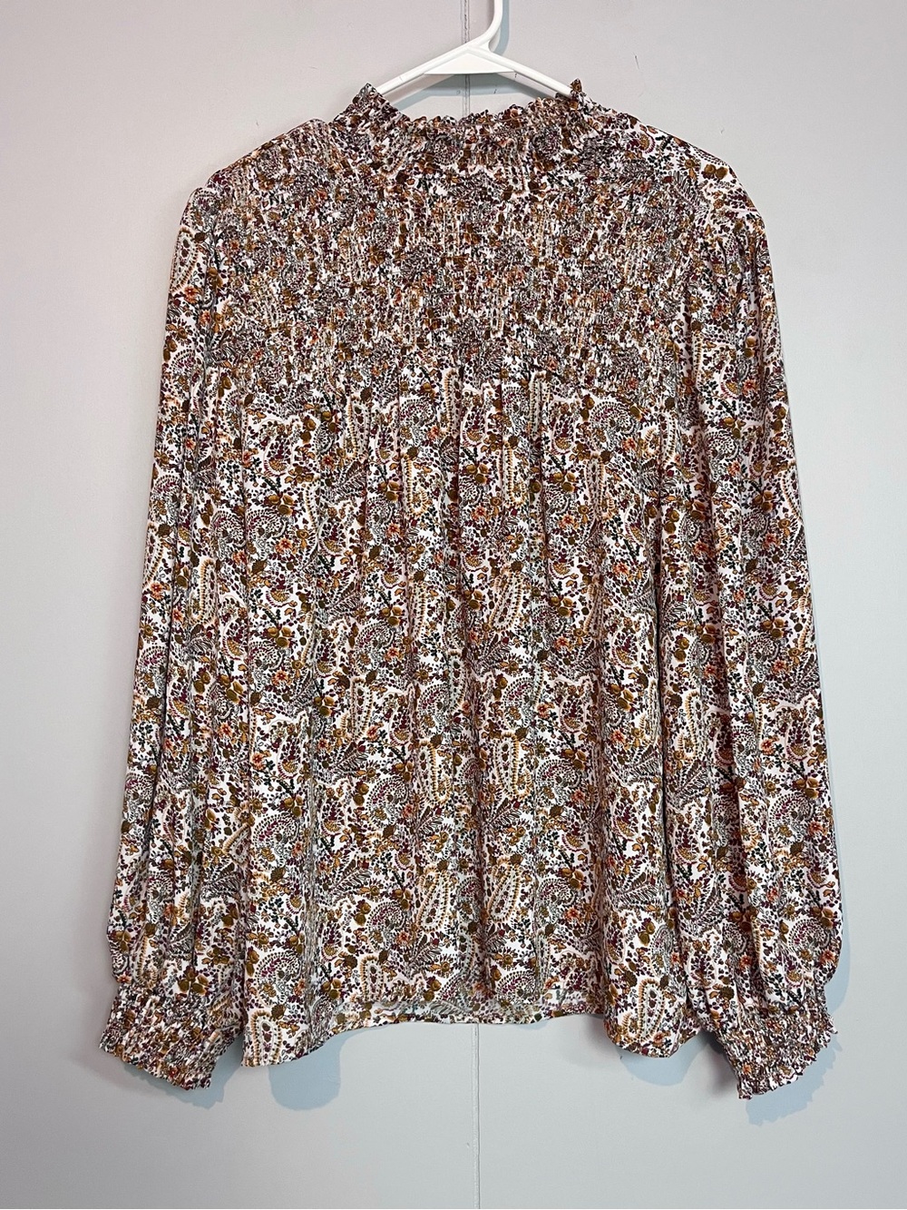 Maison d’Amélie Paris XL Floral Paisley Smocked Blouse Boho Long Sleeve